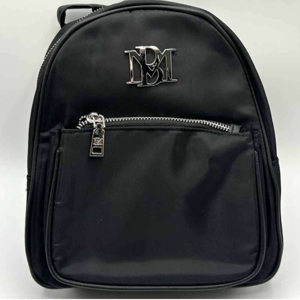 Badgley Mischka Black Mini Nylon Backpack Vegan Leather